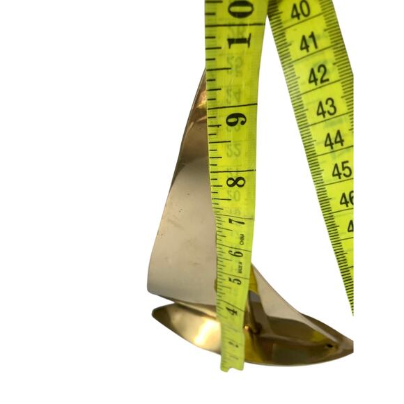 Vintage 60s Brass Sailboat Set of 2 Nautical Decor Beach Boho Brass Ocean Theme - Picture 11 of 12